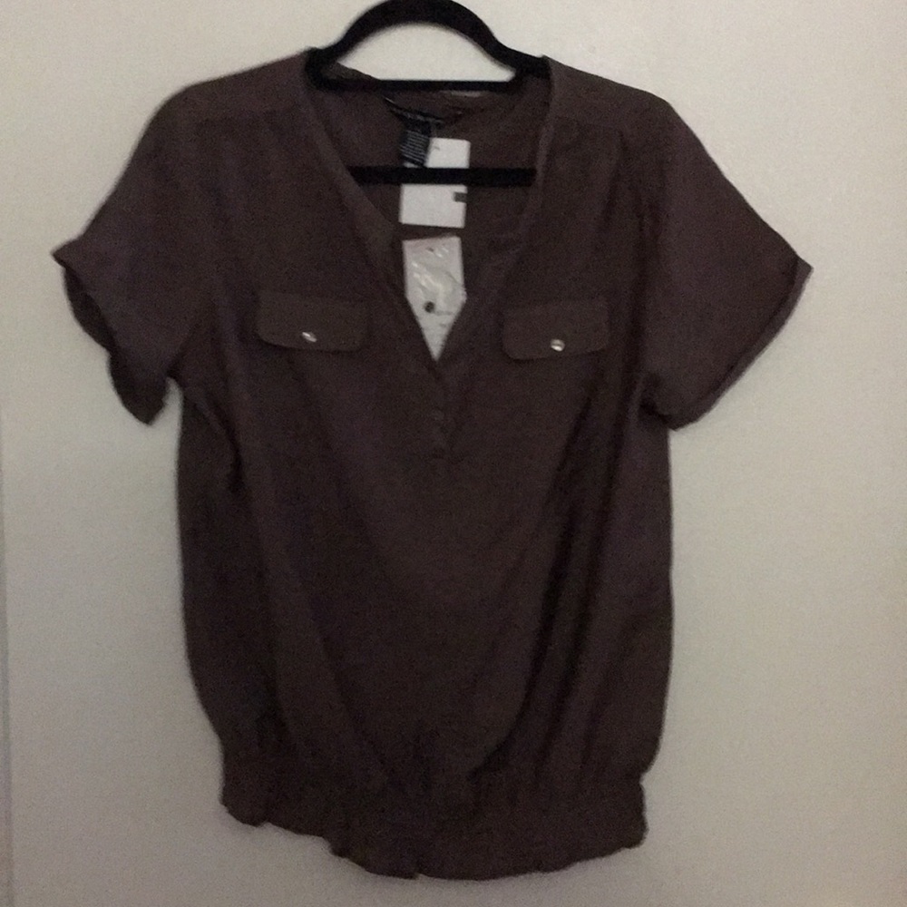 NWT: Antila Femme: Brown button top